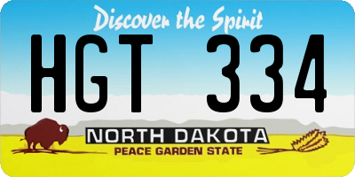 ND license plate HGT334