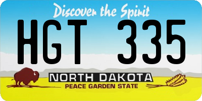 ND license plate HGT335
