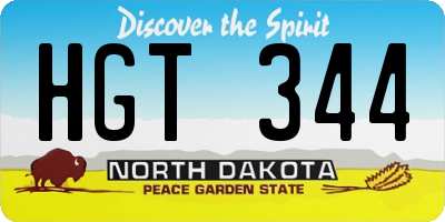 ND license plate HGT344
