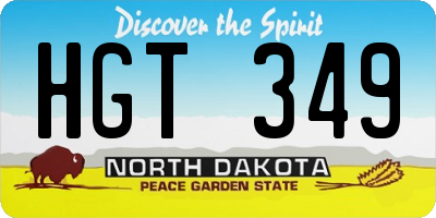 ND license plate HGT349