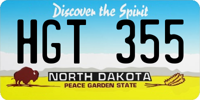 ND license plate HGT355