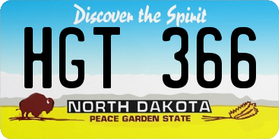 ND license plate HGT366