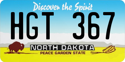 ND license plate HGT367