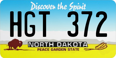 ND license plate HGT372