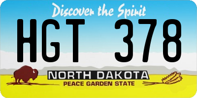 ND license plate HGT378
