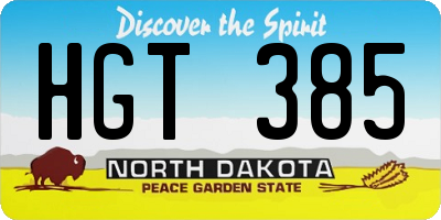 ND license plate HGT385