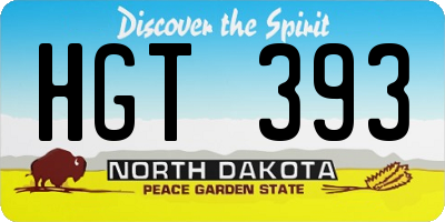 ND license plate HGT393