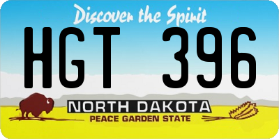 ND license plate HGT396