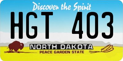 ND license plate HGT403