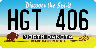 ND license plate HGT406