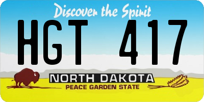 ND license plate HGT417