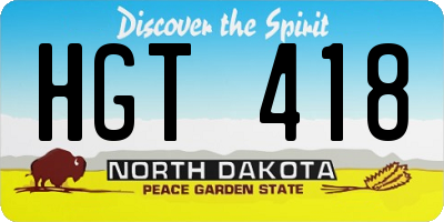 ND license plate HGT418