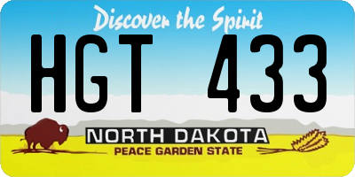ND license plate HGT433