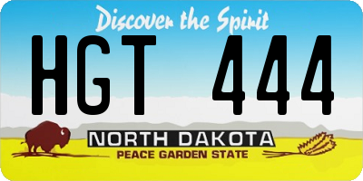 ND license plate HGT444