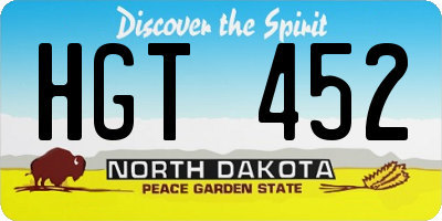 ND license plate HGT452