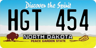 ND license plate HGT454