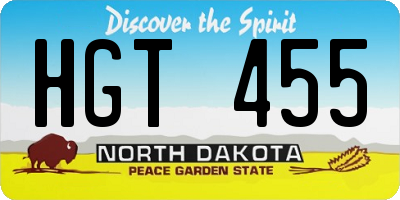 ND license plate HGT455