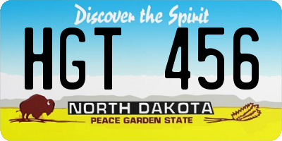 ND license plate HGT456