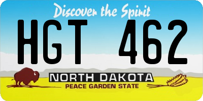 ND license plate HGT462