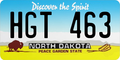 ND license plate HGT463