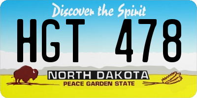 ND license plate HGT478
