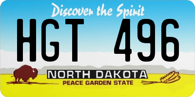 ND license plate HGT496
