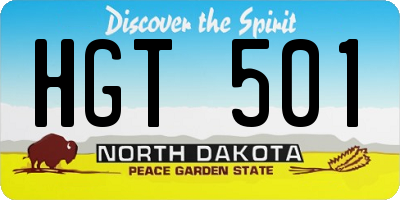ND license plate HGT501