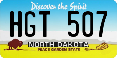 ND license plate HGT507