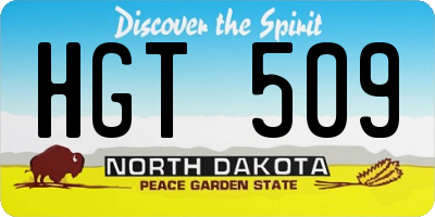 ND license plate HGT509
