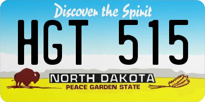 ND license plate HGT515