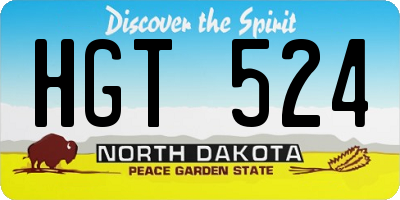 ND license plate HGT524