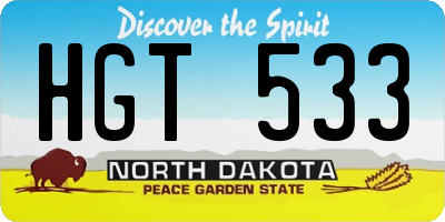 ND license plate HGT533