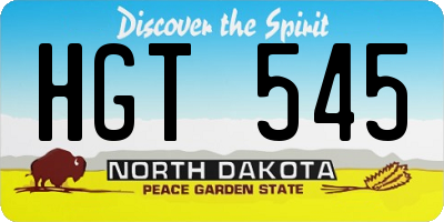 ND license plate HGT545