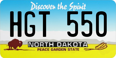 ND license plate HGT550
