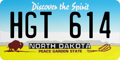 ND license plate HGT614