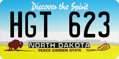 ND license plate HGT623