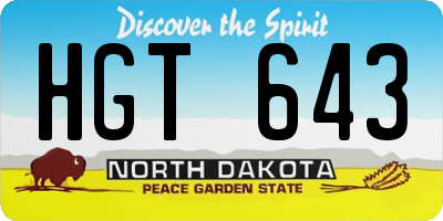 ND license plate HGT643