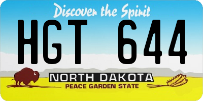 ND license plate HGT644
