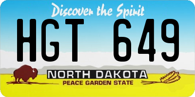 ND license plate HGT649