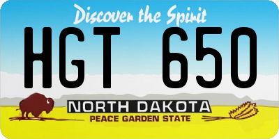 ND license plate HGT650