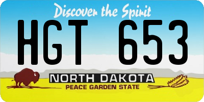 ND license plate HGT653