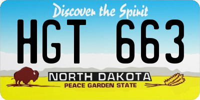 ND license plate HGT663