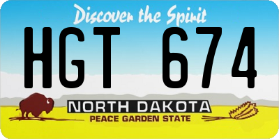 ND license plate HGT674