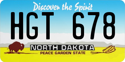 ND license plate HGT678