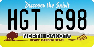 ND license plate HGT698