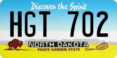 ND license plate HGT702