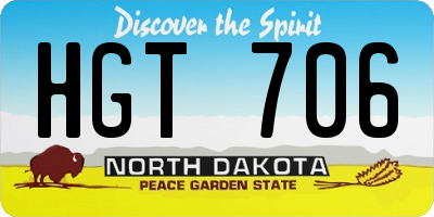 ND license plate HGT706