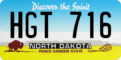 ND license plate HGT716