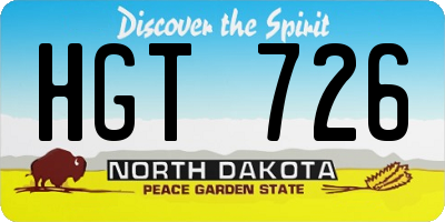 ND license plate HGT726