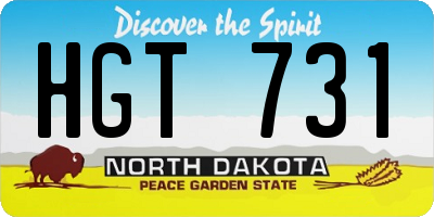 ND license plate HGT731